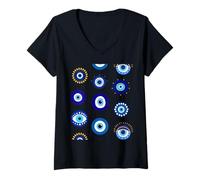 Donna Motivo malocchio, Occhio Greco, mati, Nazar Maglietta con Collo a V