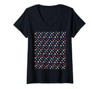 Donna Motivo ripetuto con Stelle Rosse audaci, Blu patriottiche e Bianche Maglietta con Collo a V