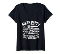 Donna Moto Biker Pappy Much Cooler Maglietta con Collo a V