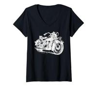 Donna Motociclismo Biker Vintage Retro Moto Giro Maglietta con Collo a V