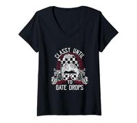Donna Motocross da donna, per motocross, moto da cross, da motociclista Maglietta con Collo a V