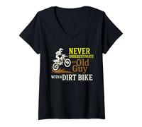 Donna Motocross Dad Race Day Pit Crew - Divertente Squadra di Supporto Maglietta con Collo a V