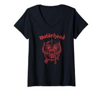 Donna Motörhead Red Warpig Valentine's Day Maglietta con Collo a V