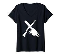 Donna Motosega e Fucile Zombie Hunter Maglietta con Collo a V