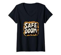 Donna Motto di Pretty Safe Doom Maglietta con Collo a V