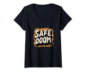 Donna Motto di Pretty Safe Doom Maglietta con Collo a V