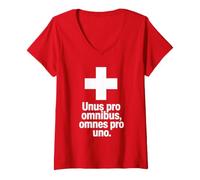 Donna Motto Svizzero Unus PRO Omnibus Omnes PRO Uno Maglietta con Collo a V