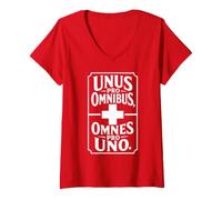 Donna Motto Svizzero Unus PRO Omnibus Omnes PRO Uno Maglietta con Collo a V
