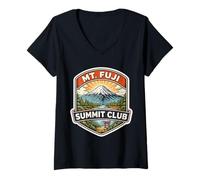 Donna Mount Fuji Summit Club Mountain Peak Climber Arrampicata Maglietta con Collo a V