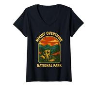 Donna Mount Overthink National Park Retro Ansia & Pensare Troppo Maglietta con Collo a V