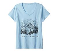 Donna Mount Rainier Washington Mountain Mt Climbing Summit Escursioni Maglietta con Collo a V