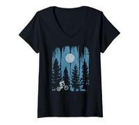 Donna Mountain Bike Downhill MTB Montagne Foresta Trail di notte Bike Maglietta con Collo a V