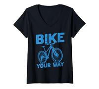 Donna Mountain Bike Your Way Ciclismo Avventura Regalo Maglietta con Collo a V