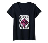 Donna Mountaineering Summit Or Die Peak Bagger Skull Climbing Maglietta con Collo a V