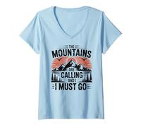 Donna Mountains Are Calling & I Must Go Retro 80s 90s Vibe Maglietta con Collo a V