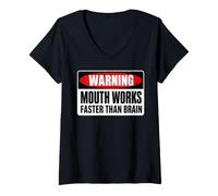 Donna Mouth Works Faster Than Brain Funny Gen Z Yapping Meme Maglietta con Collo a V
