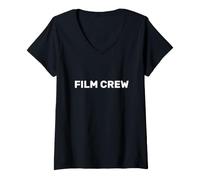 Donna Movie Production On Set Film Crew Maglietta con Collo a V