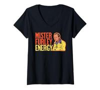 Donna Mr Furley Energy Three's Company Vintage TV Retro 80s Maglietta con Collo a V