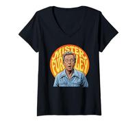 Donna Mr Furley Funny Three's Company Vintage TV Retro 80s Maglietta con Collo a V