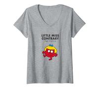 Donna Mr. Men Little Miss Contrary Maglietta con Collo a V