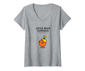 Donna Mr. Men Little Miss Curious Maglietta con Collo a V