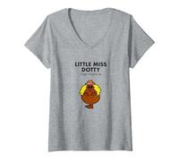 Donna Mr. Men Little Miss Dotty Maglietta con Collo a V