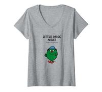Donna Mr. Men Little Miss Neat Maglietta con Collo a V