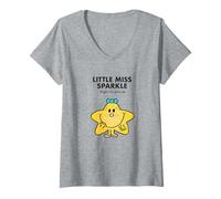 Donna Mr. Men Little Miss Sparkle Maglietta con Collo a V
