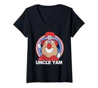 Donna Mr. Potato Head 4th of July Uncle Yam Patriotic Frame & Hat Maglietta con Collo a V