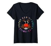 Donna Mr Potato Head Classic Dont Forget To Smile Maglietta con Collo a V
