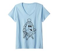 Donna Mr Potato Head Seat Winter Maglietta con Collo a V