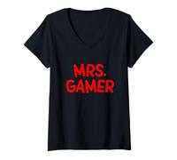 Donna Mrs. Gamer Wedding Engagement Announcement Gift for Her Maglietta con Collo a V