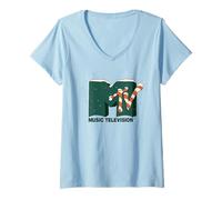 Donna MTV Christmas Candy Cane Snowdrop Music Television Maglietta con Collo a V