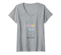 Donna MTV I Want My MTV Music Television Retro Neon Colors Maglietta con Collo a V