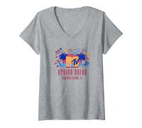 Donna MTV Spring Break Daytona Beach 1991 Icons Vintage TV Maglietta con Collo a V