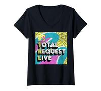 Donna MTV Total Request Live TRL 90s Memphis Style Maglietta con Collo a V