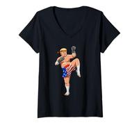 Donna Muay Thai Donald Trump Combattente Maglietta con Collo a V