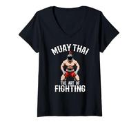 Donna Muay Thai L'Arte del Combattimento Muay Thai Maglietta con Collo a V
