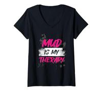 Donna Mud is My Therapy Muddy Race Mud Run Maglietta con Collo a V