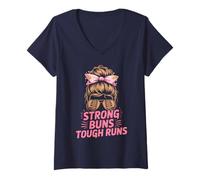 Donna Mud Strong Buns Tough Runs Ragazze Messy Queen Mudding Buddies Maglietta con Collo a V