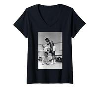 Donna Muhammad Ali Vs Bambino Durante Allenamento Di Pugilato A Londra 1963 Maglietta con Collo a V