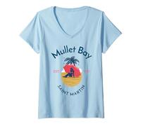 Donna Mullet bay Saint Martin SINT Maarten Maglietta con Collo a V