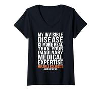 Donna Multiple Sclerosis Awareness Invisible Disease Maglietta con Collo a V