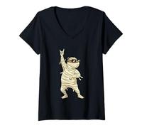 Donna Mummia a Dondolo Orso Halloween Vibes Maglietta con Collo a V