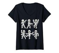 Donna Mummia Danzante Divertente Posa Sfida Danza Halloween Maglietta con Collo a V