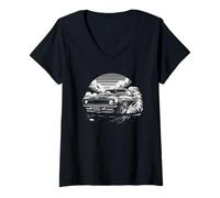 Donna Muscle Car americana d'epoca, classico retrò, anni '60 e '70, amante delle auto Maglietta con Collo a V