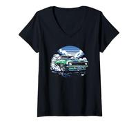 Donna Muscle Car americana d'epoca, classico retrò, anni '60 e '70, amante delle auto Maglietta con Collo a V