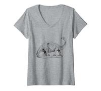 Donna Museo preistorico dei Dinosauri del brachiosauro Maglietta con Collo a V