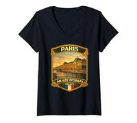 Donna Museum D'Orsay Parigi in Viaggio Verso la Francia Amore Parigi Maglietta con Collo a V
