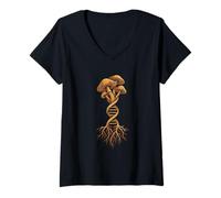 Donna Mushroom Cottagecore Micologia Cacciatore di Funghi Foraggiamento Maglietta con Collo a V